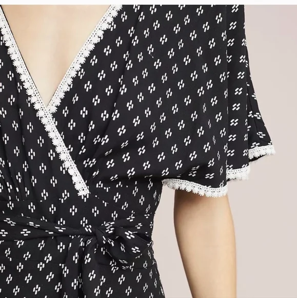 OPEN TO OFFERS Anthropologie Black Midi Wrap Dress Size M/L - Picture 3 of 13